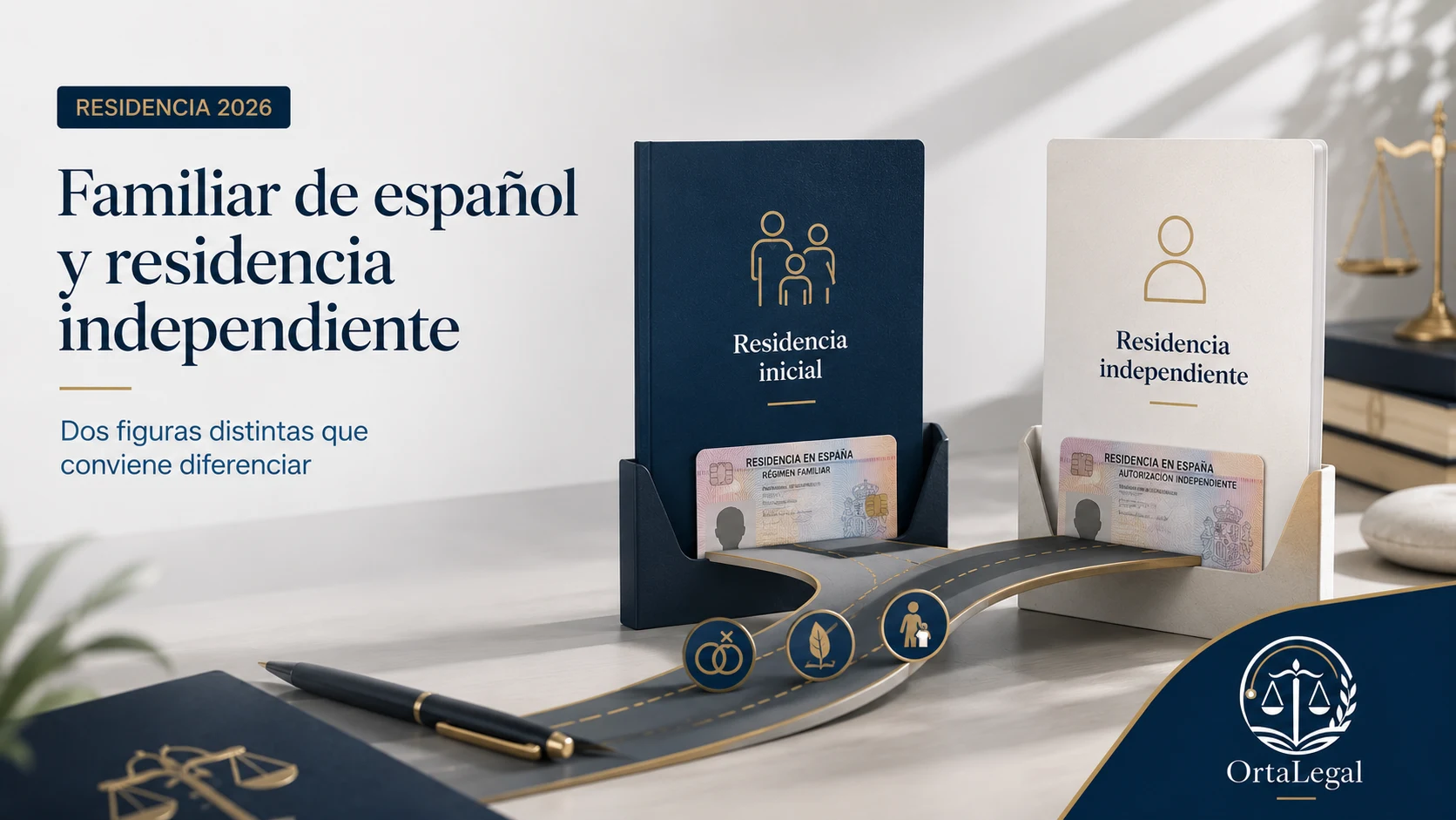 Ilustración sobre residencia inicial de familiar de español y residencia independiente como dos figuras distintas dentro del régimen de extranjería